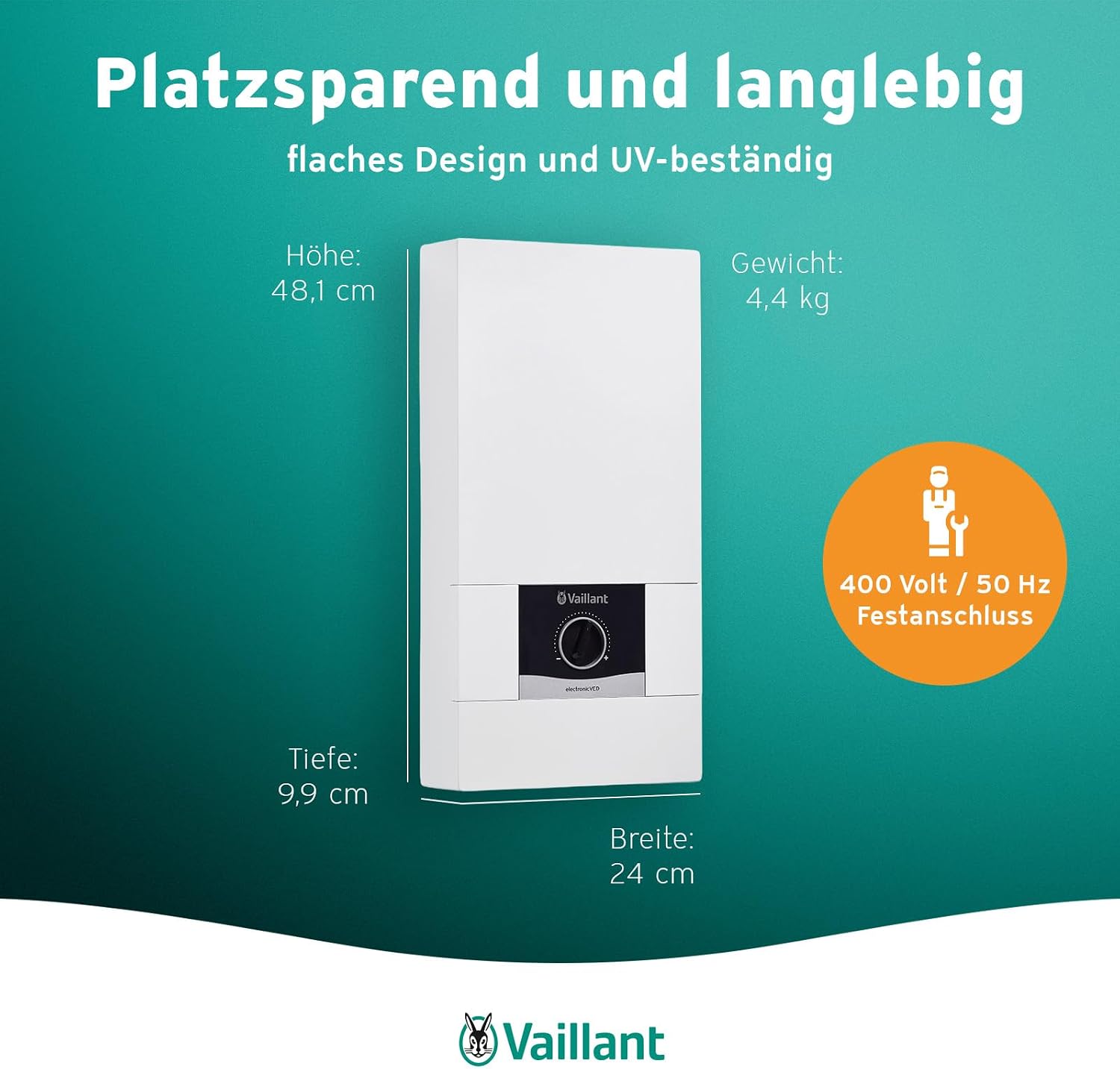 Elektronischer Durchlauferhitzer VED E 24/8 24kW 400V mit Digitalanzeige und stufenlos einstellbarer Temperatur 0010023779