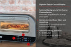 Elektrischer Pizzaofen LUIGI 68816 Edelstahl 450°C Pizzastein 1700W 9,7L kompakter Ofen für schnelle Pizza Backzeit