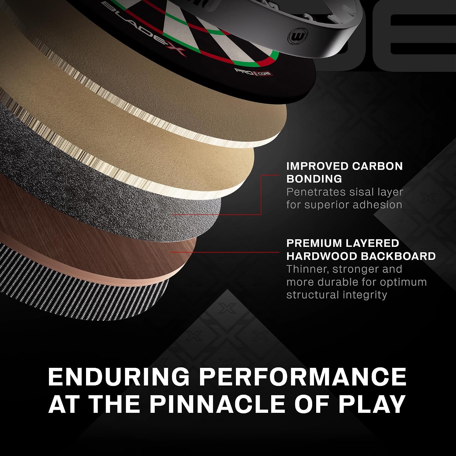 Steeldart Dartscheibe Blade X 3061 Sisal Board mit Dual Core Technologie ultradünnem Drahtsystem und Dart Zubehör