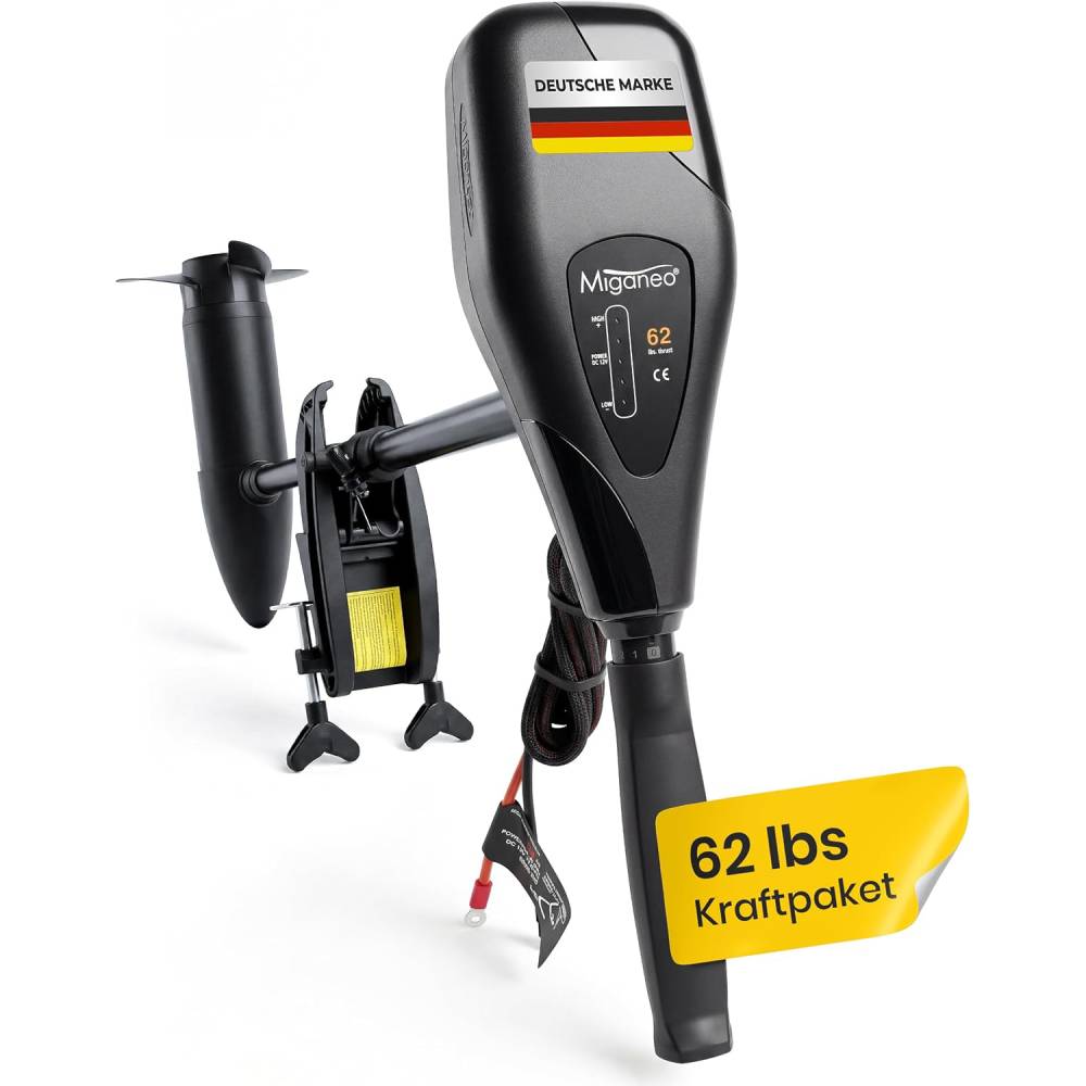 Elektro Außenborder 62 lbs 12V 696 W Modell 62 mit LED Batterieanzeige 5 Vorwärtsgänge 3 Rückwärtsgänge