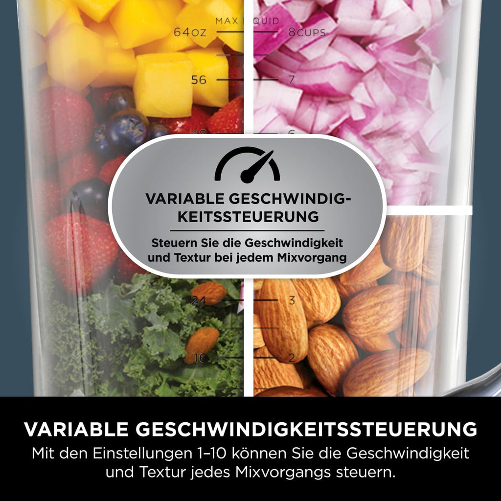 2-in-1 Mixer Blender Detect System 1200W 1,9L Krug mit 2x Einzelportion Bechern TB301EU inkl Zubehör