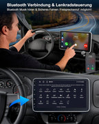 Single DIN Autoradio mit Touchscreen 10.1 Zoll Android 14 2GB 64GB Bluetooth CarPlay Android Auto Navigation Rückfahrkamera
