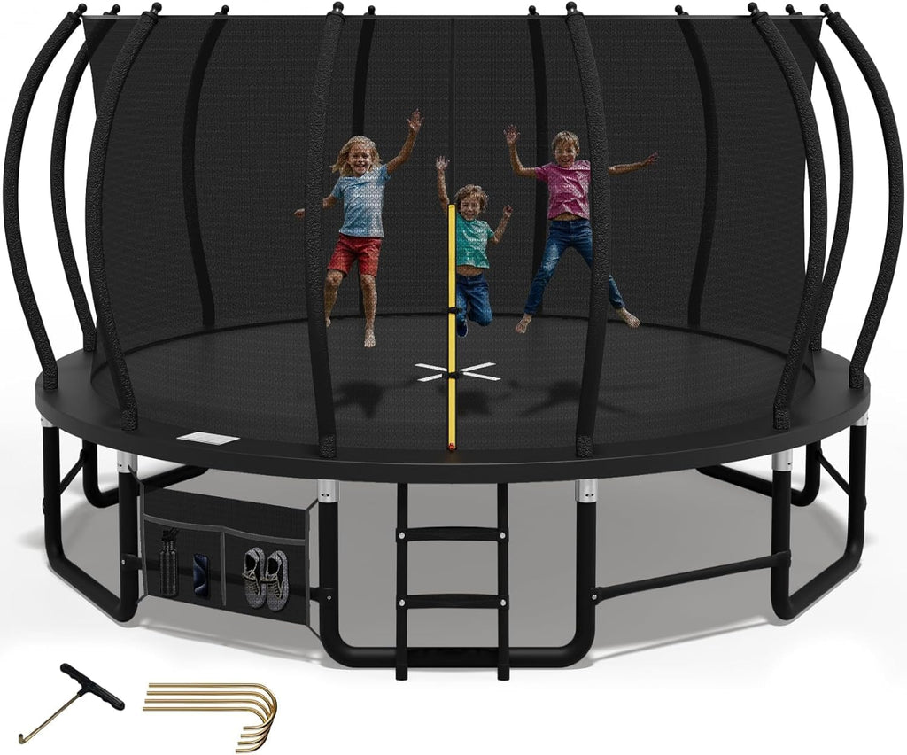 Outdoor Trampolin rund Ø228 cm mit Sprungtuch und Sicherheitszubehör verstärkte Stahlkonstruktion 27 Federn