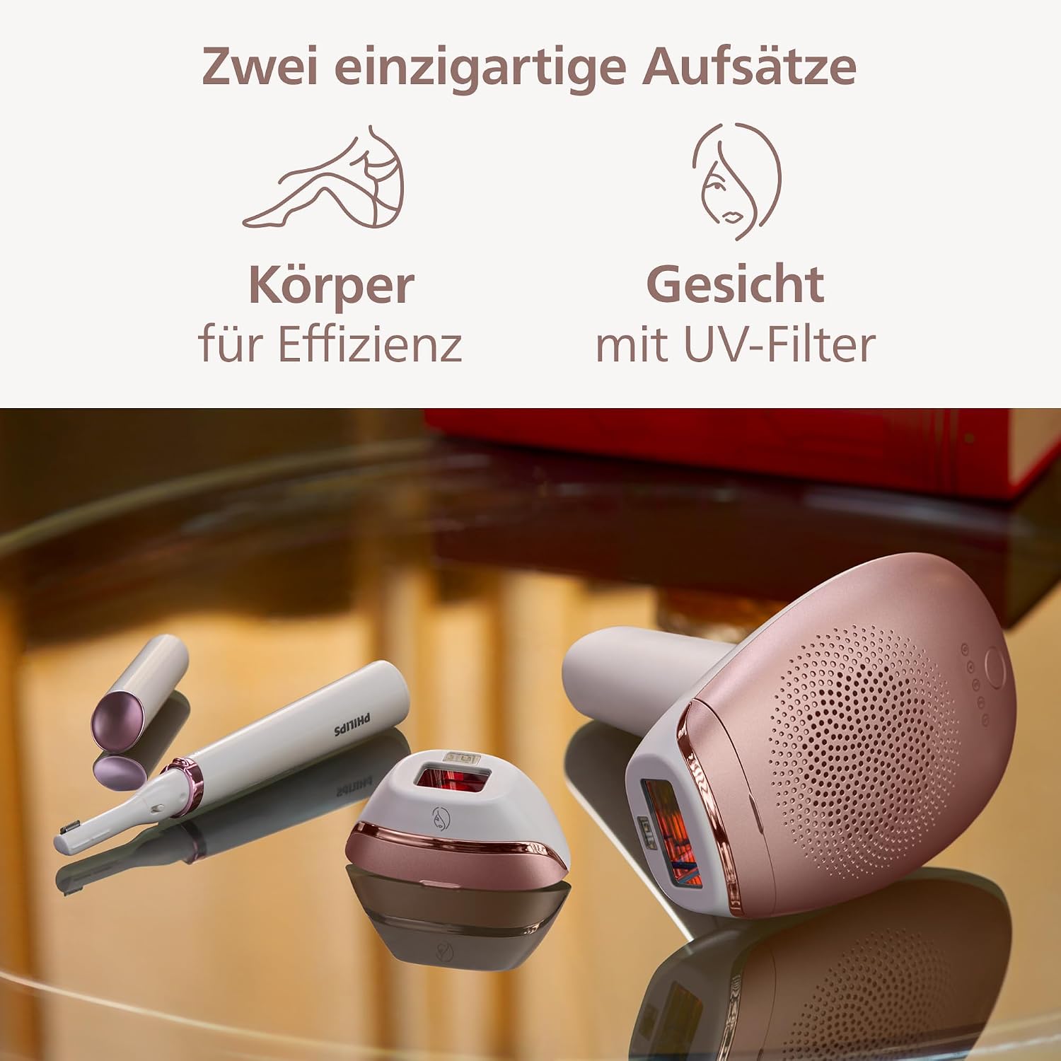 IPL Haarentfernungsgerät 7000 Series BRI921/00 IPL Gerät zur Haarentfernung mit 2 Aufsätzen für Körper und Gesicht für Zuhause