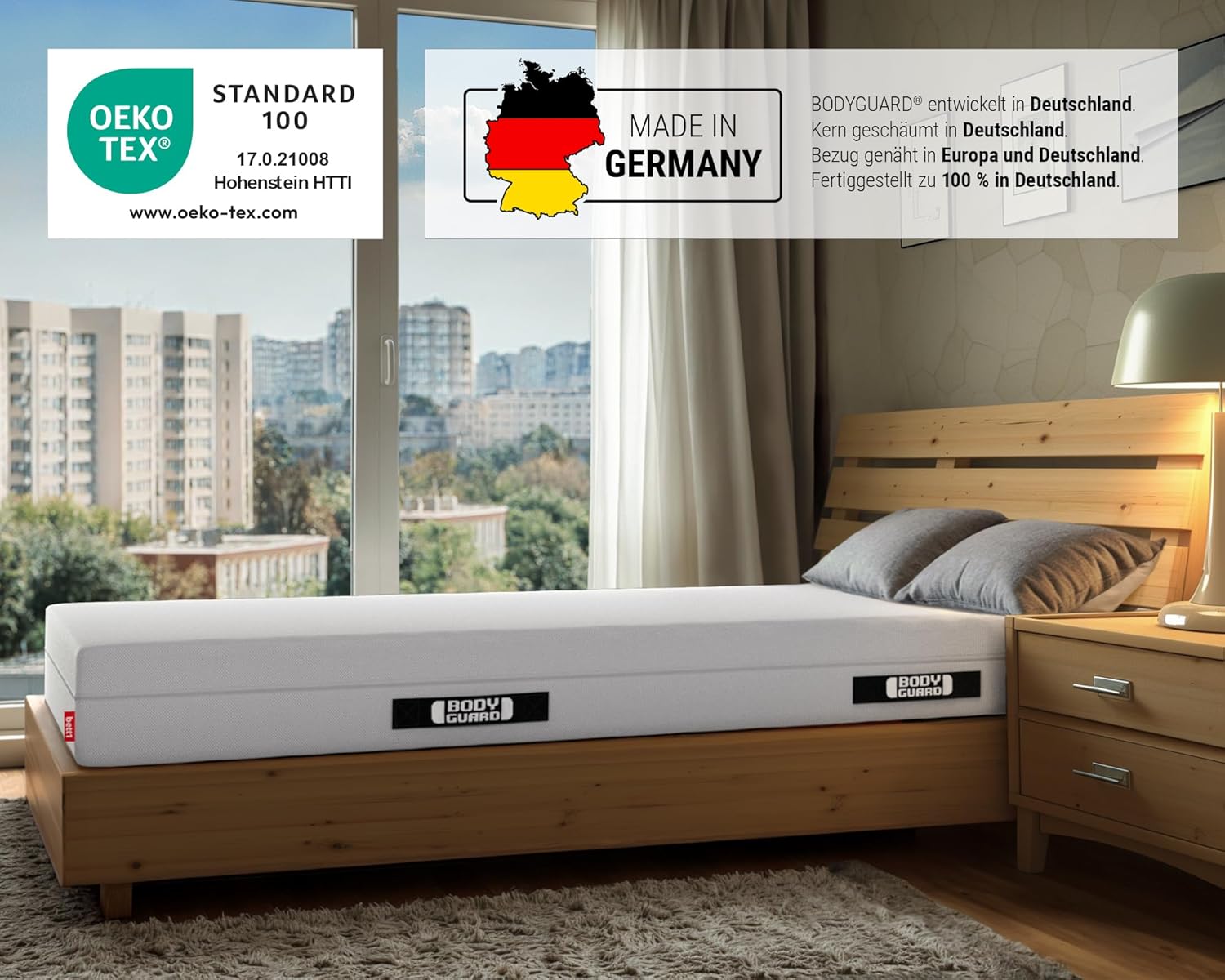BODYGUARD Anti-Kartell-Matratze 90x200 cm mittelfest und fest 2in1 Liegehärte QXSchaum ergonomische Kaltschaummatratze