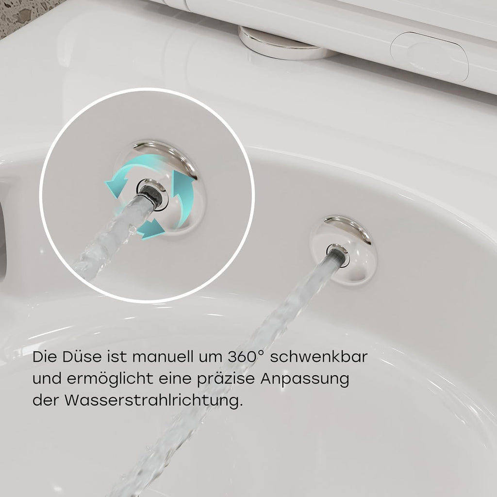 Dusch WC Hänge WC spülrandlos Bidet Funktion HB-L01U-GE integrierte Düse Kalt Warm Wasser Wandmontage 49x36x36 cm