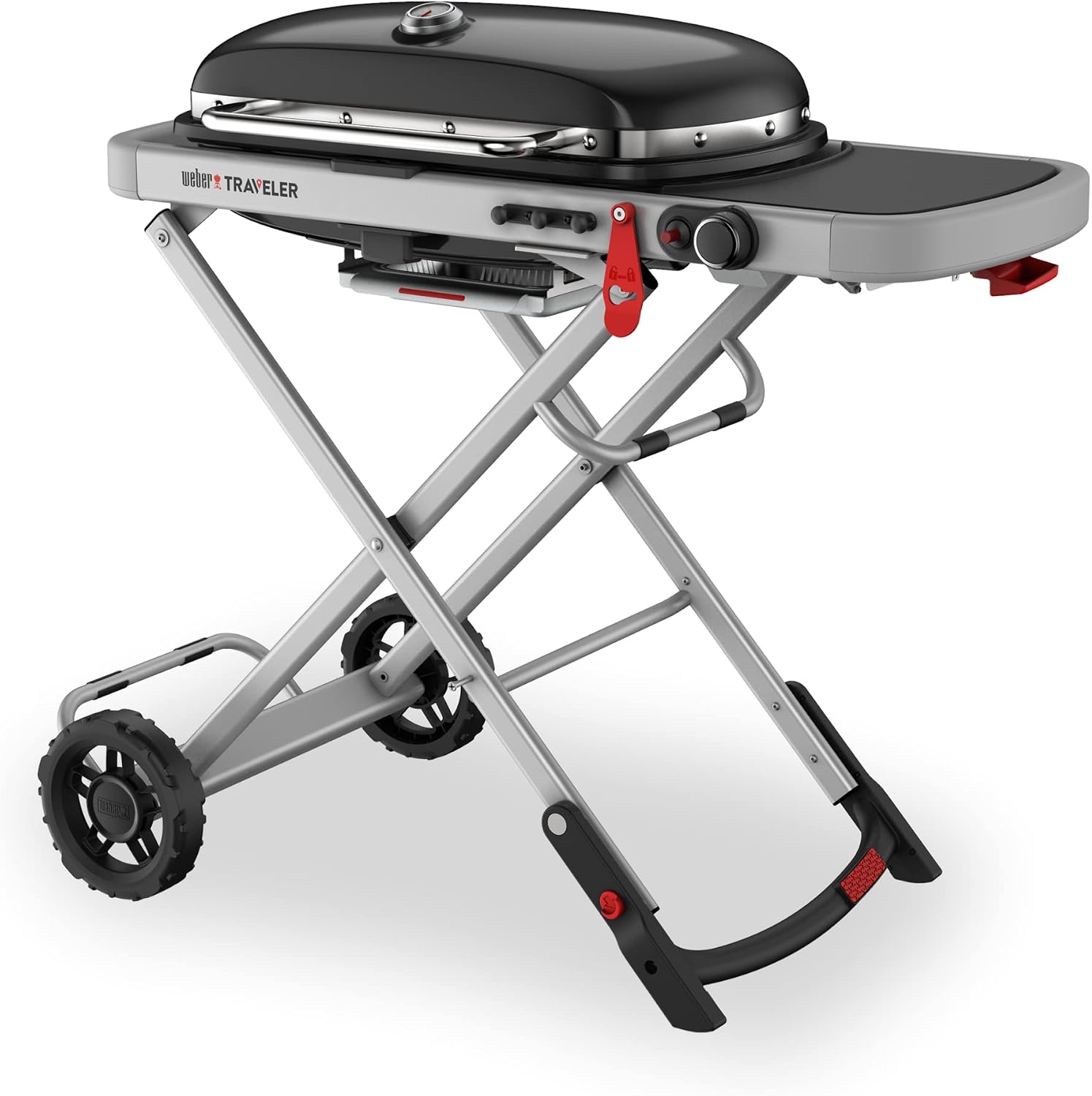 Tragbarer Gasgrill Traveler mit klappbarem Untergestell und Rädern 3,8 kW Brenner 2065 cm² Grillfläche Deckelthermometer