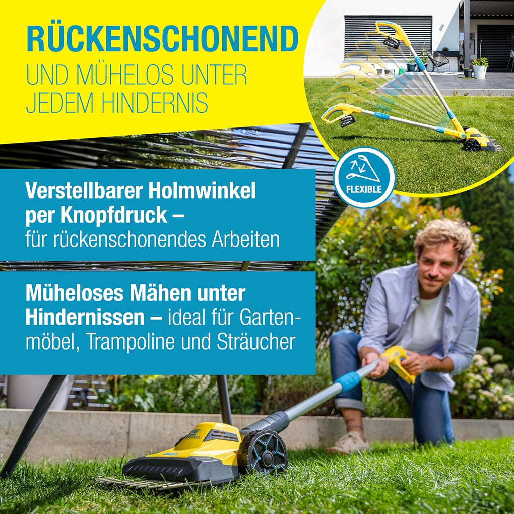 Akkurasentrimmer Kantenschneider FineCut 18V Set 25 cm Schnittbreite inkl Akku Ladegerät für kleine Gärten