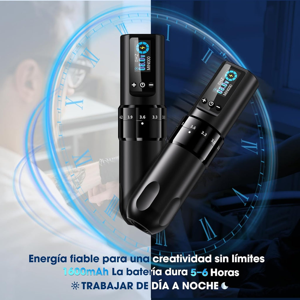 Kabellose Tattoo Maschine Set ULTRA-PLUS-H1-Kit 2.2-4.2 mm Hublänge 1600 mAh Akku mit Tattoo Drucker Bluetooth und Zubehör