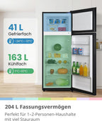 Kühl-Gefrierkombination RCT210DK3 204L 143 cm Höhe Low Frost LED Licht 39 dB freistehend mit Gefrierfach unten