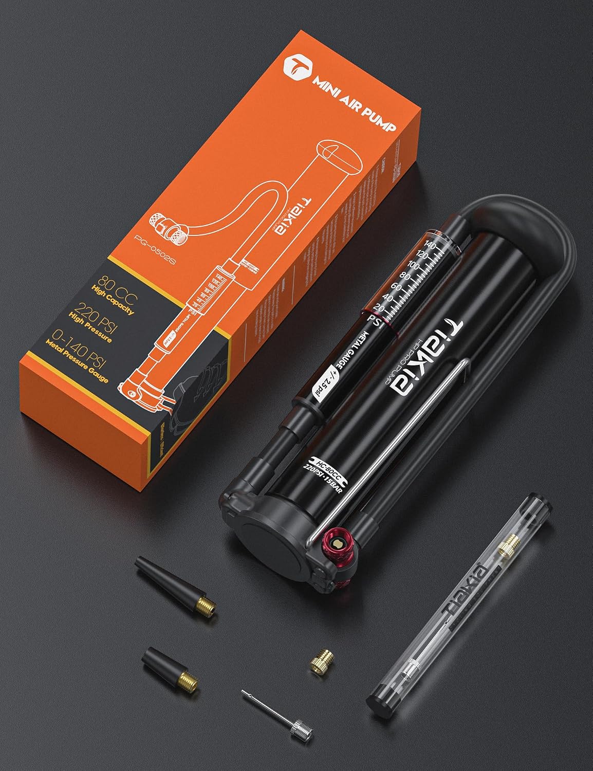 Fahrrad Standpumpe mit Manometer 220 PSI Mini Luftpumpe Aluminium kompatibel Schrader Presta Dunlop Ventile tragbar