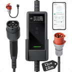 Mobile Wallbox 11kW Typ 2 10m 3-phasig 6-16A CEE 400V EV Ladegerät Einstellbare Ladeleistung App Steuerung
