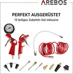 Druckluftkompressor AR-HE-LK150050S 50 L 1500 W 10 bar ölfrei mit 13-teiligem Zubehörset und 5 m Spiralschlauch