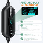 Ladestation Ladegerät 11kW 400V 3-phasig 8-16A Typ 2 7,6m Kabel CEE IP66 App Steuerung mit Wandhalterung