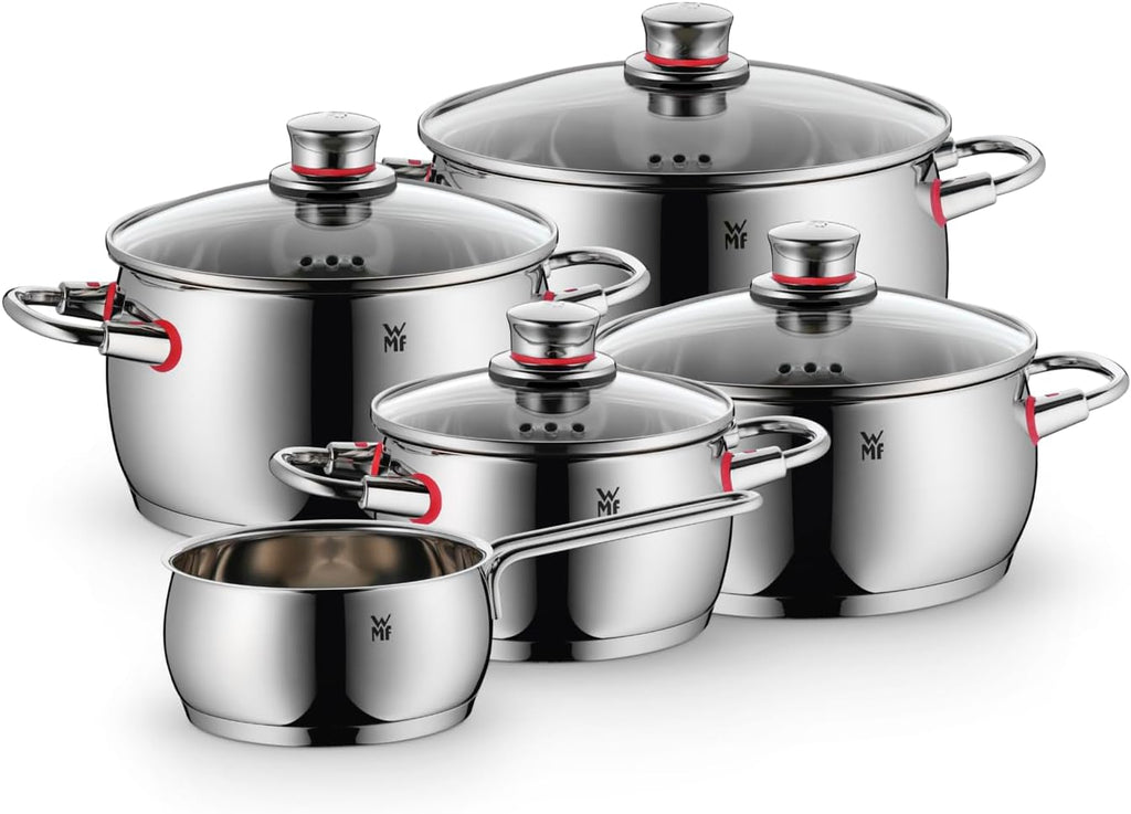 Topfset Induktion 5-teilig Quality One mit Glasdeckeln Edelstahl unbeschichtet für alle Herdarten Modell 774056380