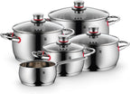 Topfset Induktion 5-teilig Quality One mit Glasdeckeln Edelstahl unbeschichtet für alle Herdarten Modell 774056380