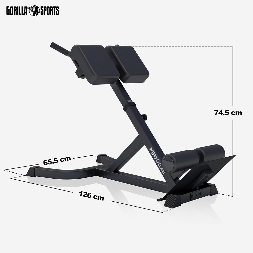 Rückentrainer Hyperextension 600079-00019-0001 verstellbar bis 150 kg mit Beinfixierung und Haltegriffen