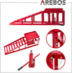 Auffahrrampe mit hydraulischem Wagenheber 4260199757468 höhenverstellbar 2 t Tragkraft 257 mm Reifenbreite Sicherheitsventil
