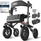 Rollator 4-Rad Gehwagen mit Sitz Aluminium faltbar höhenverstellbar Outdoor pannensichere Gummireifen 136 kg Tragfähigkeit grau