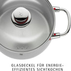 Topfset Induktion 5-teilig Quality One mit Glasdeckeln Edelstahl unbeschichtet für alle Herdarten Modell 774056380