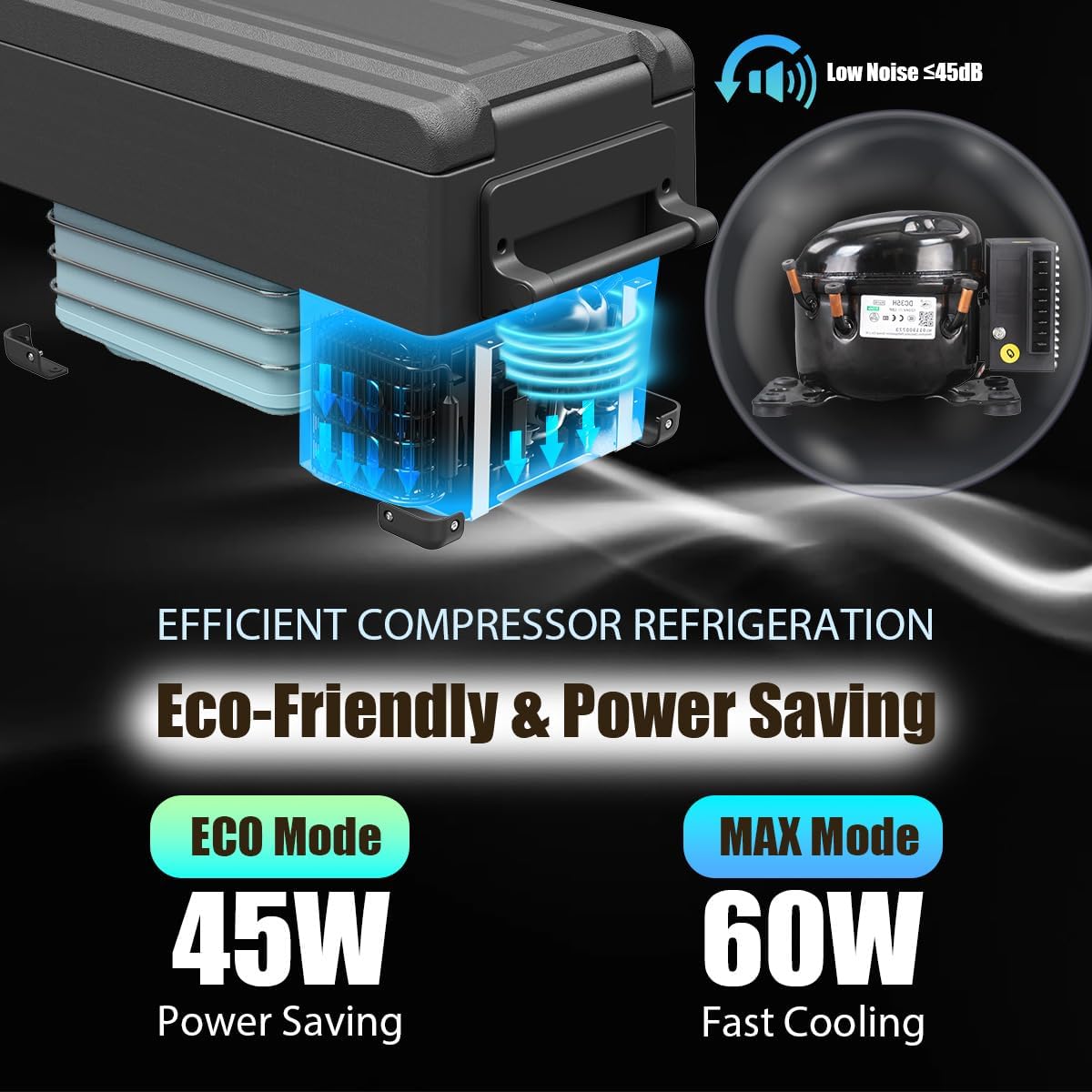 NCF55 50 12V Tragbarer Kühlschrank Gefrierschrank Kompressor Schnellkühlung Energiesparmodus Batterieschutz für Auto Camping