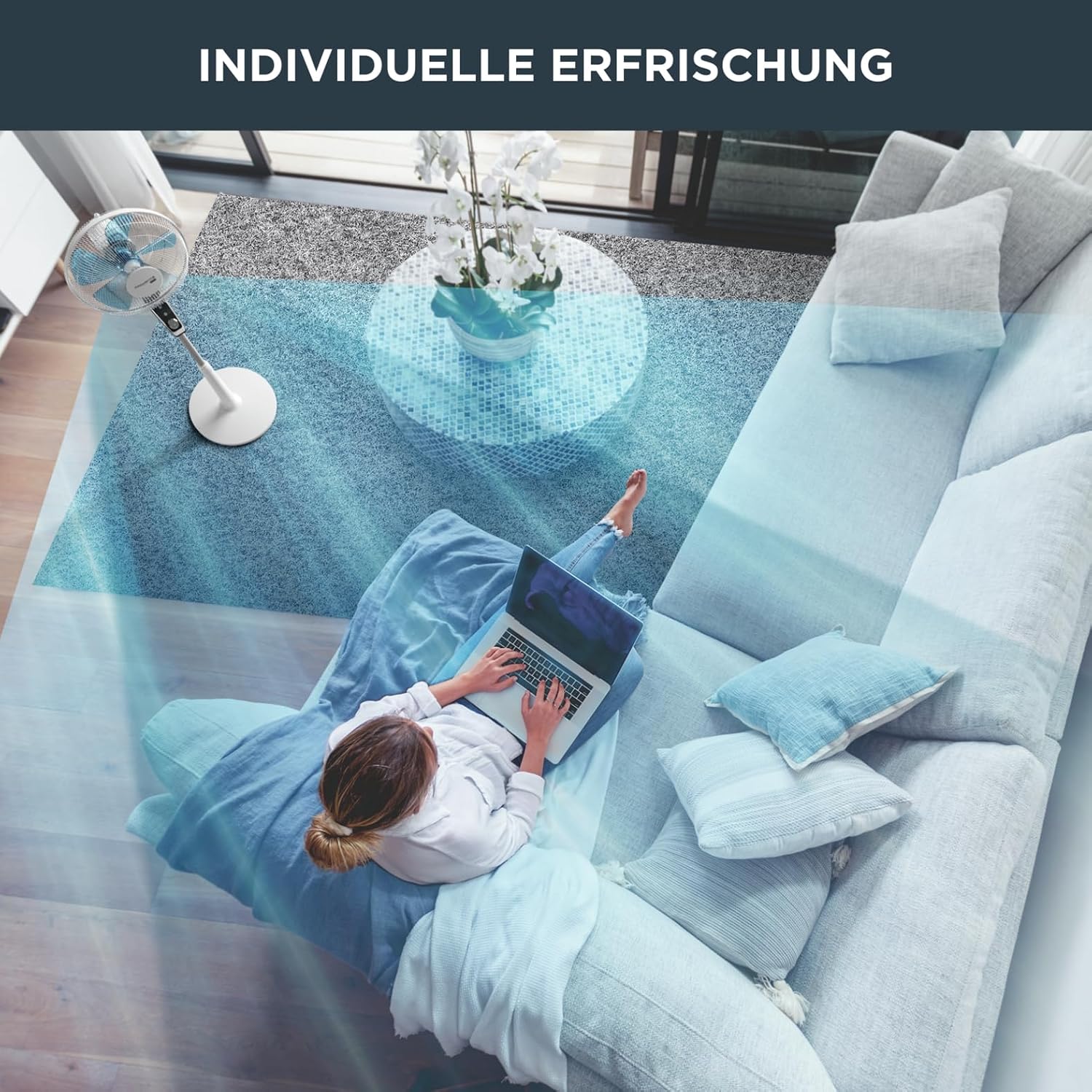 Standventilator VU5640 Turbo Silence Extreme 45 dB 72 m³/min Luftstrom 4 Geschwindigkeiten 120° Oszillation höhenverstellbar