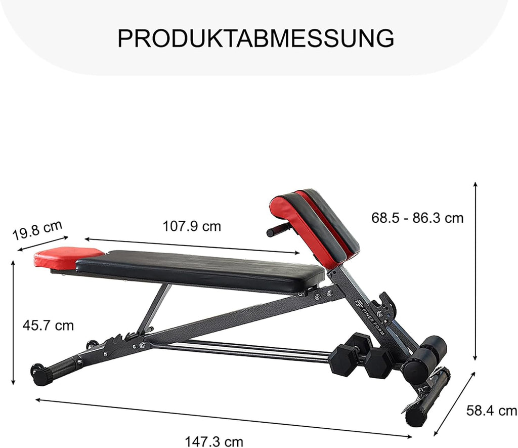 Verstellbare Hantelbank für Krafttraining Hyperextension Rückenstrecker Bauchtrainer Schrägbank Flachbank Modell FF-TB011384