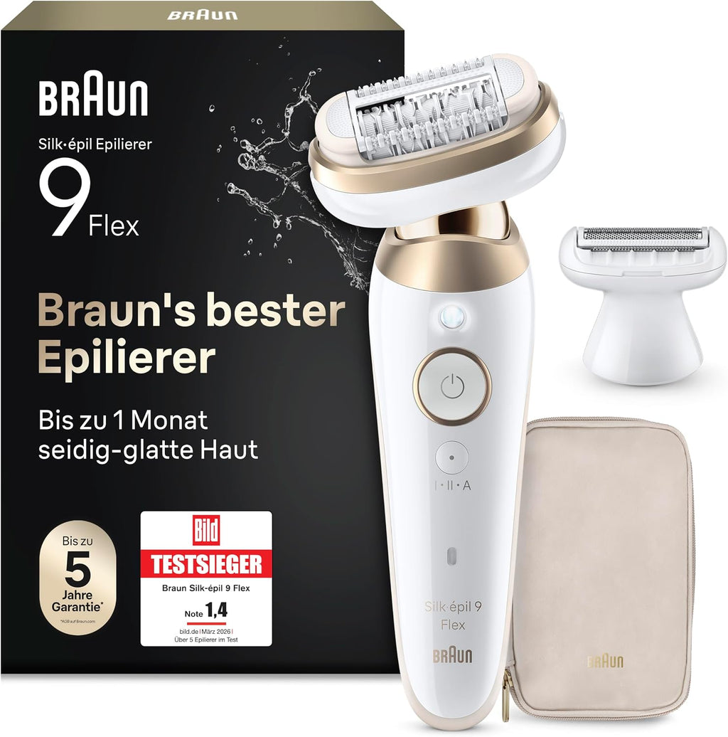 Damen Epilierer Silk-épil 9 Flex 360° flexibler Kopf Wet&Dry Haarentferner mit Rasieraufsatz Trimmeraufsatz Modell 9-041