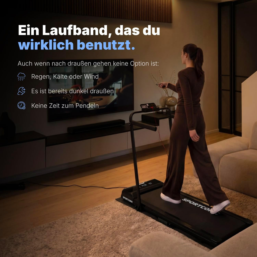 Laufband für Zuhause mit Steigung P106FA Walking Pad 1-12 km/h 9% Neigung LED Display Tablet Halterung