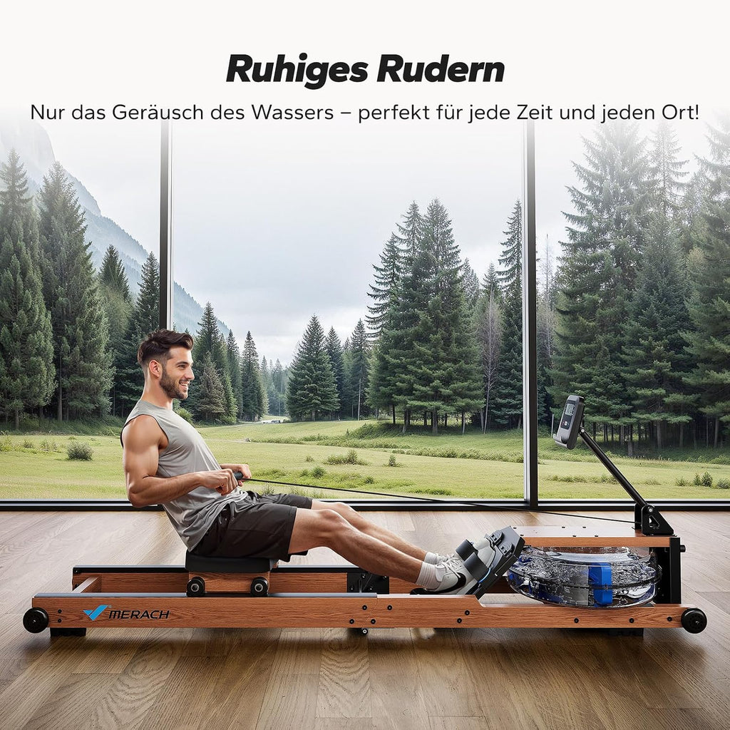 Wasserrudergerät MR-R28 Klappbar aus Holz mit Wasserwiderstand LCD-Anzeige APP Unterstützung und 180 kg Belastbarkeit