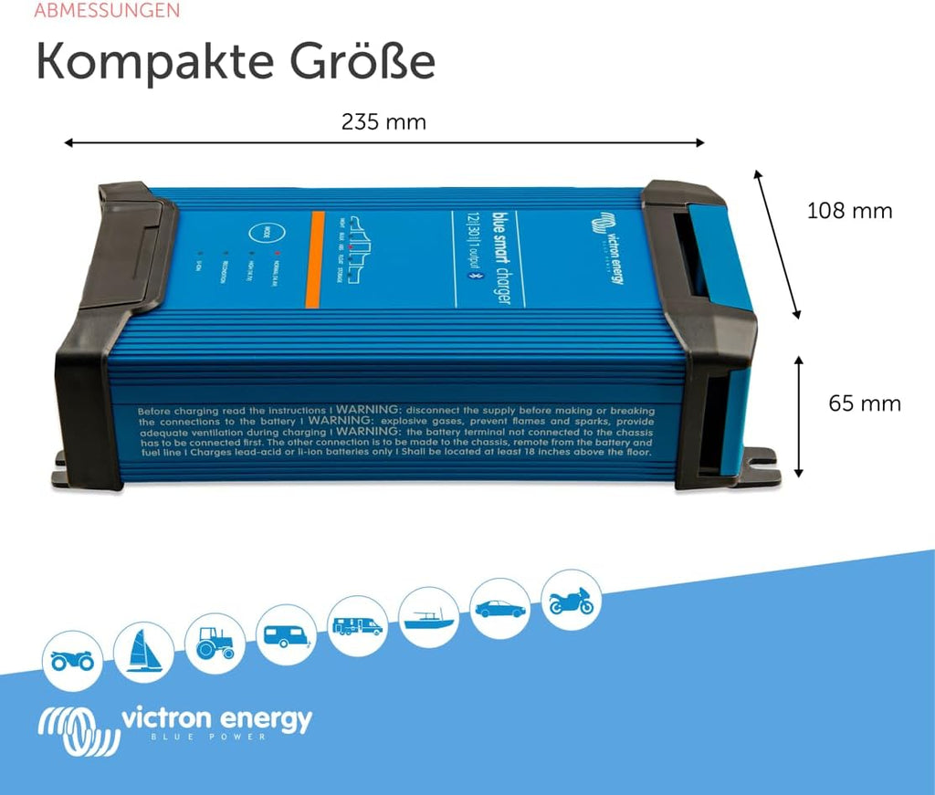 Batterieladegerät 12V 30A Bluetooth IP22 Schutz 6-Stufen-Ladegerät mit Desulfator und 1 Ausgang