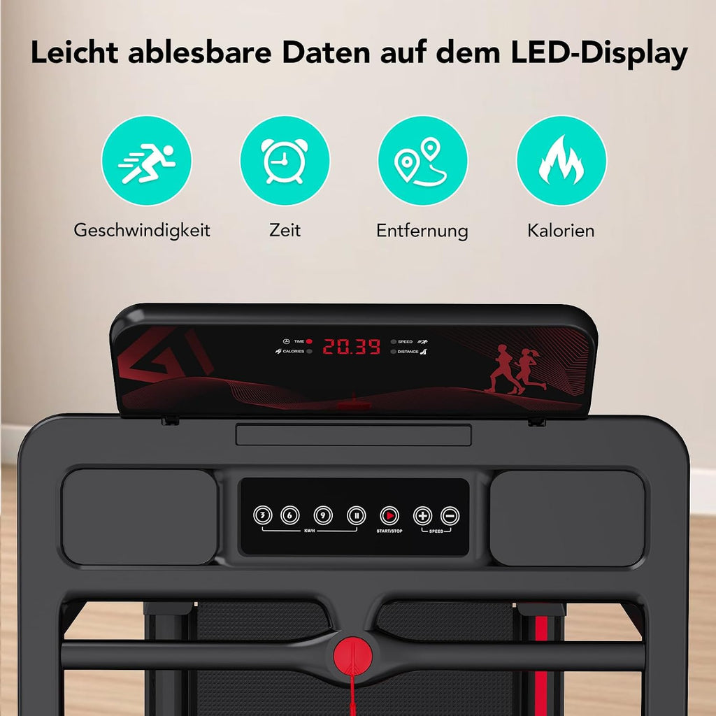 Klappbares Laufband für Zuhause und Büro CS-WP9 bis 12 kmh LED Anzeige Bluetooth App Steuerung 1400W Motor 123.8x58.7x10.2 cm