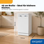Geschirrspüler 45 cm 9 Maßgedecke GSP9309-030E 7 Programme 49 dB freistehend oder Unterbau weiß
