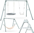 Doppelschaukel mit Stahlgestell ZEST SWING HYP2014 180 kg Belastbarkeit mit Nestschaukel und Hängematte für Garten