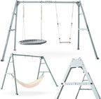 Doppelschaukel mit Stahlgestell ZEST SWING HYP2014 180 kg Belastbarkeit mit Nestschaukel und Hängematte für Garten