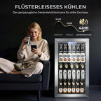 Getränkekühlschrank YC-86 86 L mit LED-Beleuchtung Glastür 4 Ablagen Temperaturregelung ohne Gefrierfach