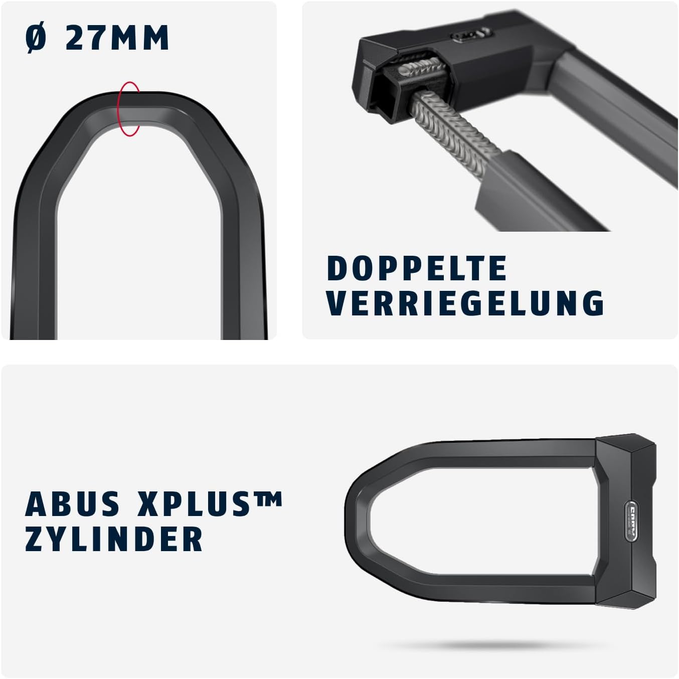 Bügelschloss 2500/165HB230 Fahrradschloss für Fahrrad und E-Bike gehärteter Stahl 20 mm Bügel mit USH2500 Halterung