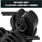 Verstellbares Kurzhantel-Set 24 kg 15 in 1 Gewichtsstufen Paar Smart Click System Anti-Rutsch Griff Gusseisen Heimtraining