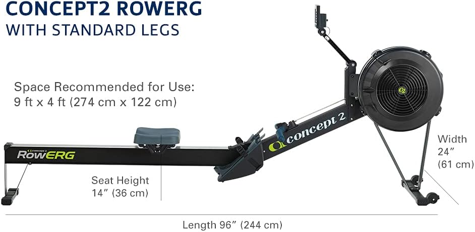 Rudergerät RowErg Modell D mit Luftwiderstand PM5 Monitor Standardbeinen Ganzkörper Trainingsgerät bis 227 kg