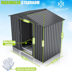 Metall Gerätehaus Garten 195x131x186cm 4.2m³ Schiebetür mit Fundamentrahmen Anthrazit