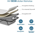 Klappbett 90x200cm Gästebett mit 13cm Schaumstoffmatratze Metallrahmen 200kg Belastbarkeit mit Rollen