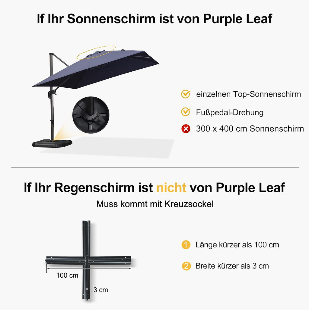 Sonnenschirmständer SBLN150 befüllbar mit Wasser oder Sand bis 150 kg Gewicht für Ampelschirm und Sonnenschirm