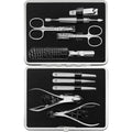 Maniküre Set 10 teilig Edelstahl Nagelpflege Set mit Echtleder Etui Metallrahmen für Finger und Fußnägel
