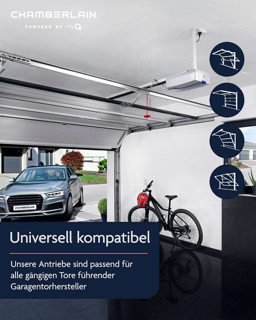 Garagentorantrieb ML700EV 700N Zahnriemenantrieb Soft Start Stop Smart Home myQ kompatibel 2 Handsender 12 kg Führungsschiene