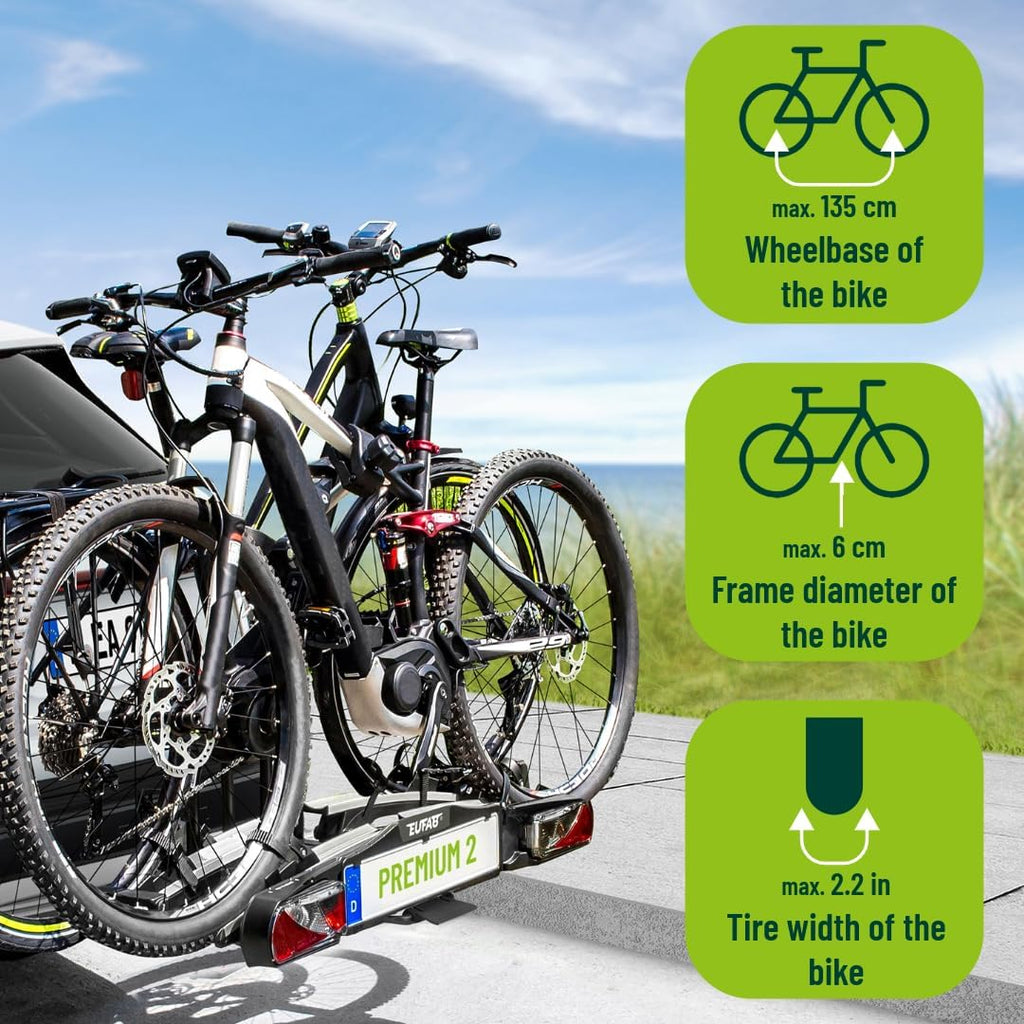 Fahrradträger Transport PREMIUM 2 11521 für Anhängerkupplung E-Bike 60 kg für 2 Fahrräder vormontiert