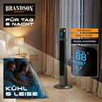 Turmventilator 96 cm mit Fernbedienung 3 Geschwindigkeiten 3 Modi Oszillation Timer Standventilator leise Cool Grey