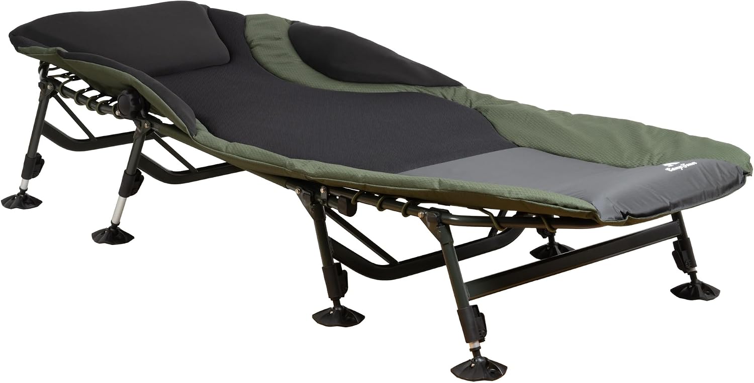 Karpfenliege XXL AL05 207 x 88 cm höhenverstellbares Campingbett mit 8 Beinen Aluminiumrahmen inklusive Transporttasche