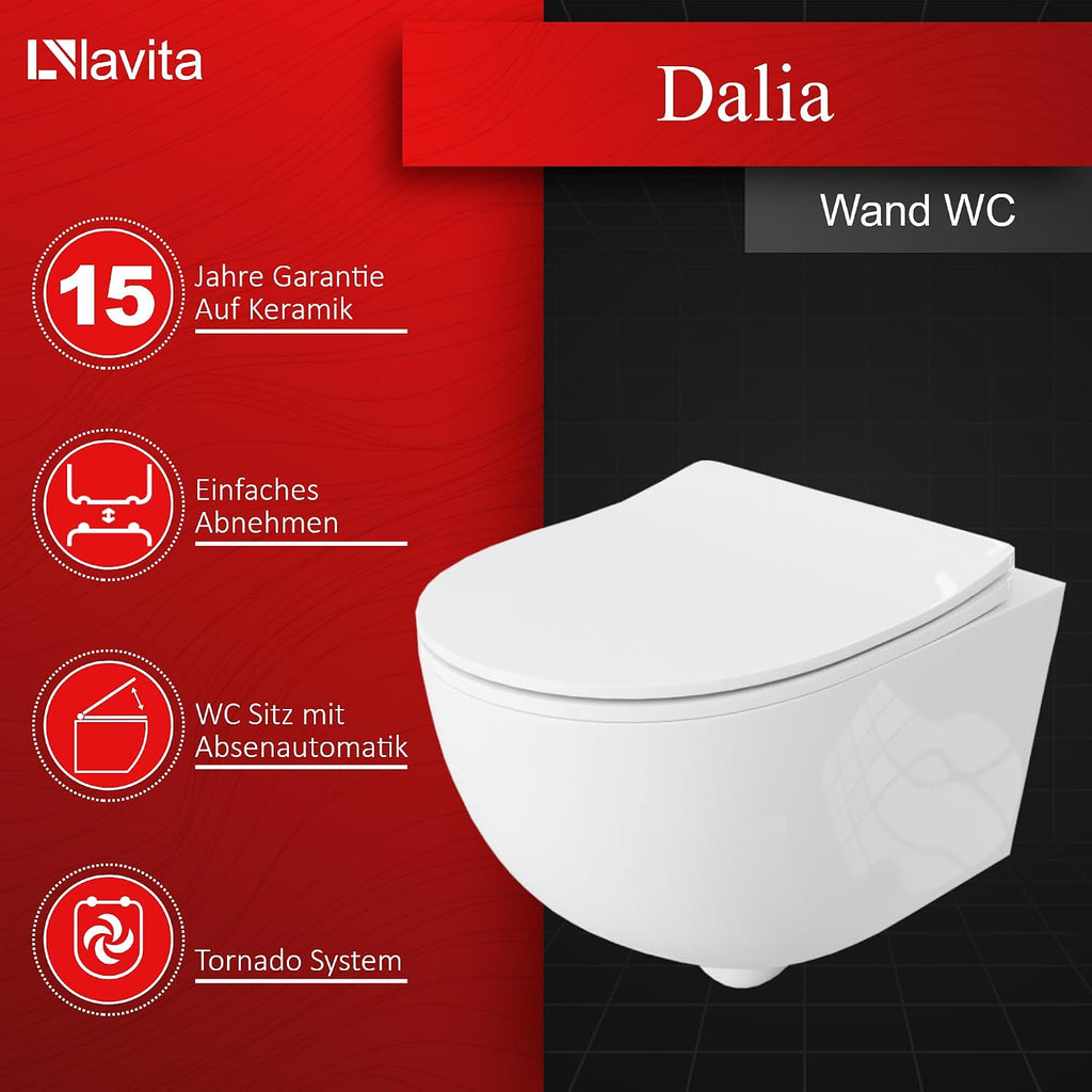 Vorwandelement WC Komplettset Dalia DALIA Wand Tiefspül WC spülrandlos Tornado Spülsystem Softclose Sitz Delta 25 112 cm Weiß