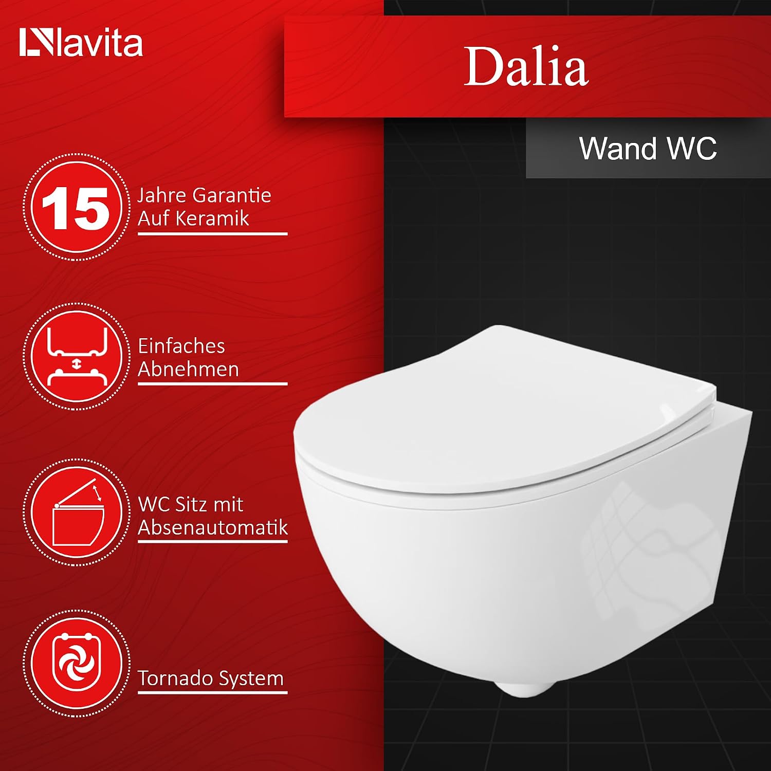 Vorwandelement WC Komplettset Dalia DALIA Wand Tiefspül WC spülrandlos Tornado Spülsystem Softclose Sitz Delta 25 112 cm Weiß