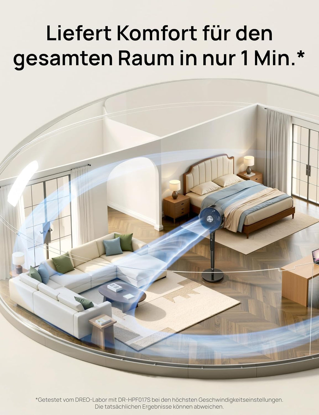 Standventilator Smart Bodenventilator DR-HAF003S mit WLAN RGB LED 150° Oszillation 12 Geschwindigkeiten 2209m³/h Luftstrom